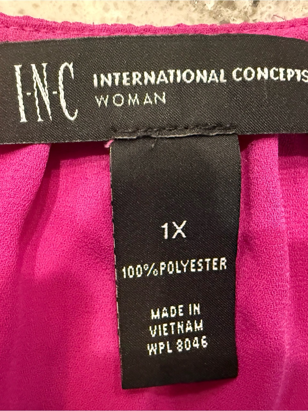 INC International Concepts Hot Pink Draped V-Neck Blouse - Picture 3 of 3